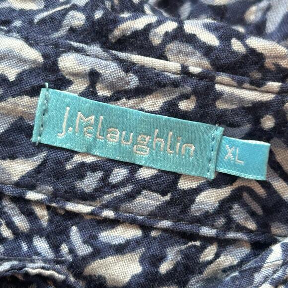 J. McLaughlin Blue and White Button Down Top Womens Size XL - Picture 5 of 6